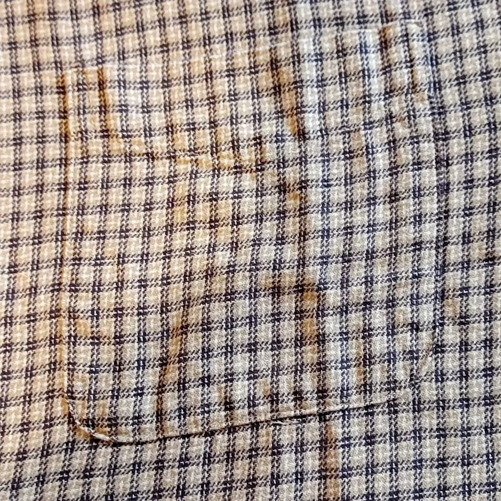 Banana Repulbic Mens Long Sleeve Shirt, Check Design, Button Down Collar, Brown